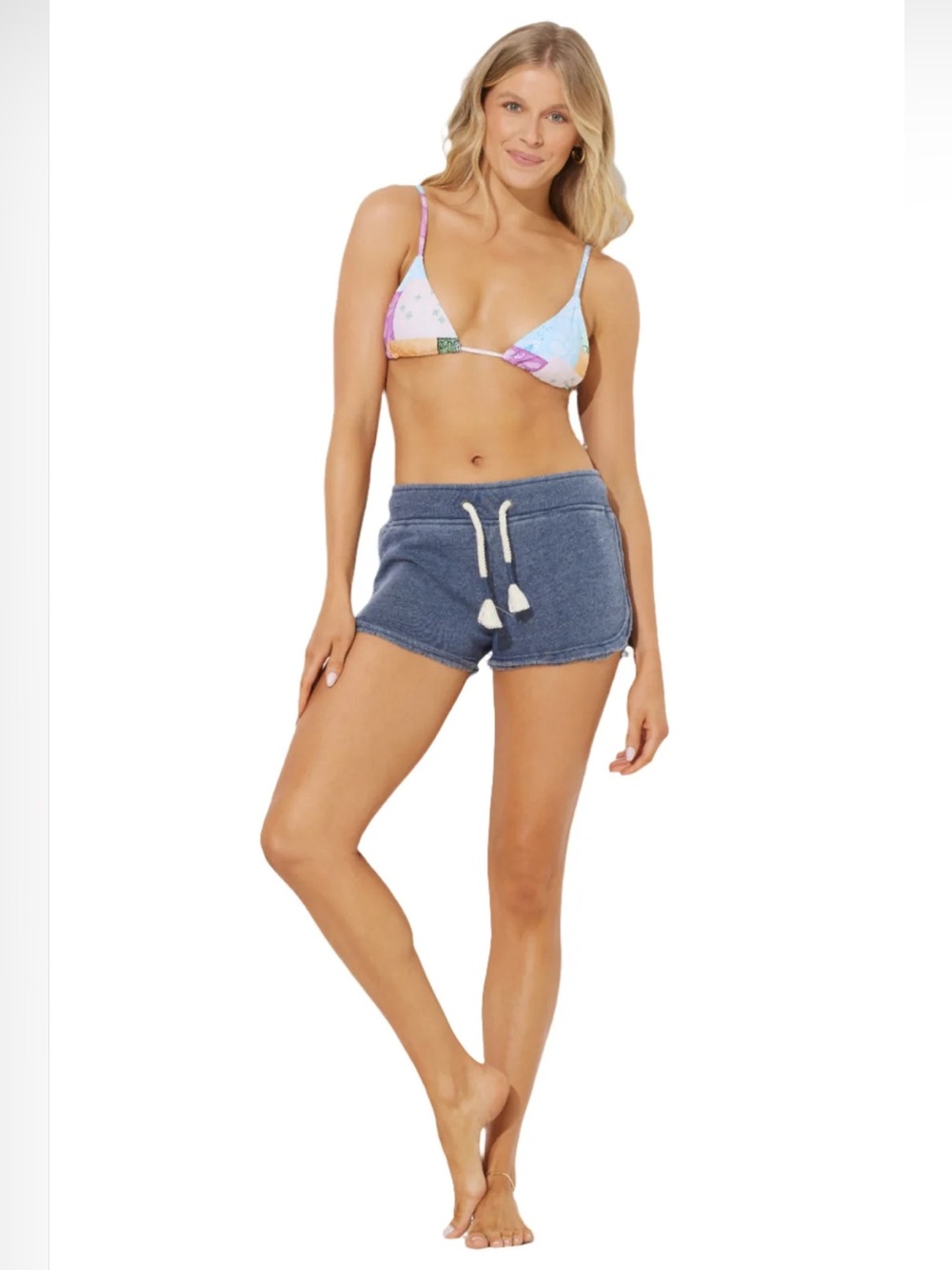 NWT Ocean Drive Washed Blue Brushed Fleece Bum Shorts